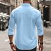 Men's Clothing Fashion New Men's Casual Solid Color Cotton And Linen Shirts With High Elasticity And Comfort Suitable_viptrois.com