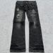 Men's Clothing Retro Double Waist Tie Flared Jeans Street Washed Old Hole Mopping Pants_viptrois.com
