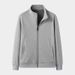 Men's Oversized Baseball Jacket - Workwear-Inspired Stand Collar Zip-Up Cardigan (Black/Light Gray) - Thick Cotton Loose Fit Casual Coat_viptrois.com