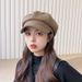 Woolen Beret Autumn Winter Korean Version Versatile Solid Color Newsboy Painter Trendy Duckbill Octagonal Hat_viptrois.com