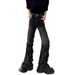 Men's Clothing Pleated Bell Bottoms Niche Design Heavy Washed Black And Gray Jeans_viptrois.com