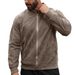 Men's Suede Zip-Up Jacket – Minimalist Contrast-Panel Biker Jacket With Stand Collar (S-XXXL, 5 Urban Tones)_viptrois.com