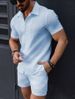 Men's Clothing Fashion Short Sleeved Shirt Shorts Sports Leisure Beach Two Piece Suit_viptrois.com