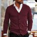 Men's Sweater Coat, Autumn And Winter New Knitted Sweater, Men's V-neck Long-sleeved Slimming Cardigan, Sweater_viptrois.com