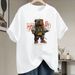 【DORAE】2026 Unisex T-shirt (Heavyweight Cotton) White ("Revived Retro Bear Since 1986" Print & 3D Print) – Casual Style For City Walk_viptrois.com