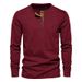 2025 Spring And Autumn New Cross-border Men's Corduroy Casual Henry Slim-fit Solid Color Long Sleeve T-Shirt_viptrois.com