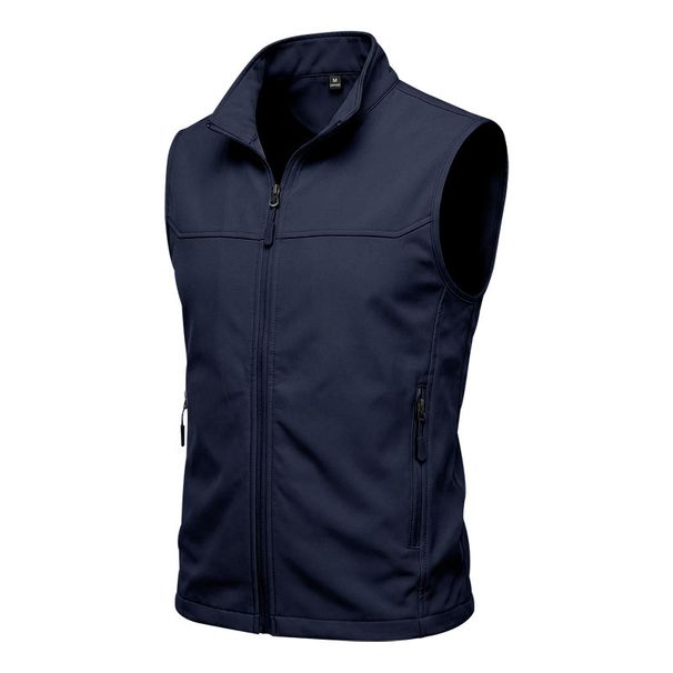 Men's Clothing Men's Zipper Stand Collar Sleeveless Workwear Outdoor Horse Style Top Solid Color Summer Style_viptrois.com
