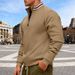 Men's Half-Zip Ribbed Stand Collar Sweatshirt - Casual Loose Pullover Fleece-Lined Hoodie For Winter & Autumn_viptrois.com