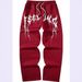 Unisex Fleece Jogger Pants With Letter Print, Straight Leg Design, Casual Sportswear Available In Multiple Colors And Sizes_viptrois.com
