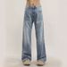 Men's Vintage Light Wash Blue Jeans Flared Trousers, Relaxed Fit Bootcut Denim Pants With Distressed Details, High Waist Wide Leg Streetwear_viptrois.com