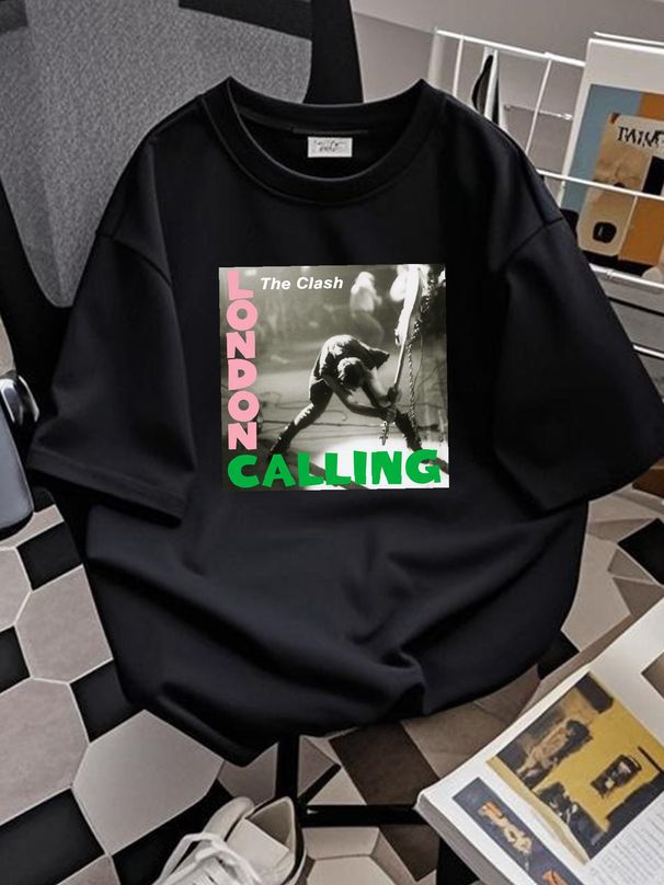The Clash T Shirt OFFICIAL London Calling Album Cover Art Punk Rock Fashion Comfortable Top For Everyday Wear Streetwear Summer Stretched Unisex_viptrois.com