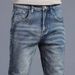 Jean Slim Classique Et Artificiel Astique En Denim Pour Homme, Vêtement De Couleur Unie, Vintage, Bleu, À La Mode, Nouvelle Collection Automne Hiver_viptrois.com