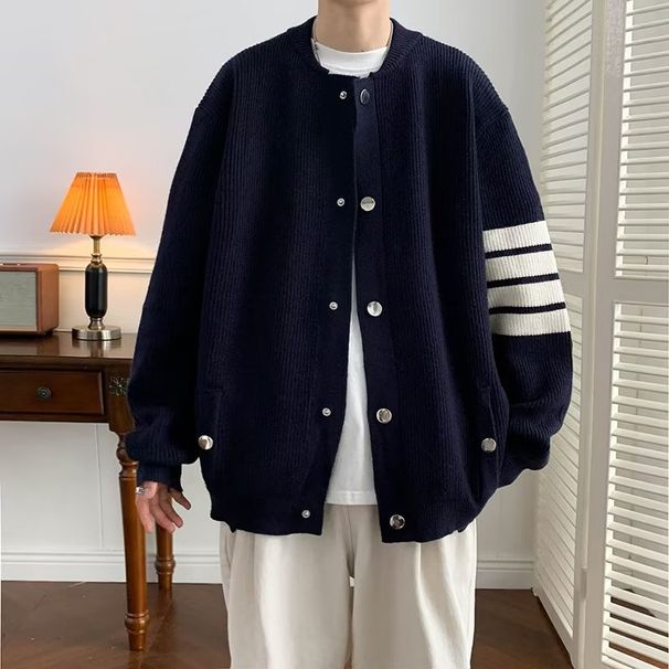 Japanese And Korean Style Sweater Simple Autumn Winter Men's Trendy Brand Design Loose Casual Versatile Cardigan_viptrois.com