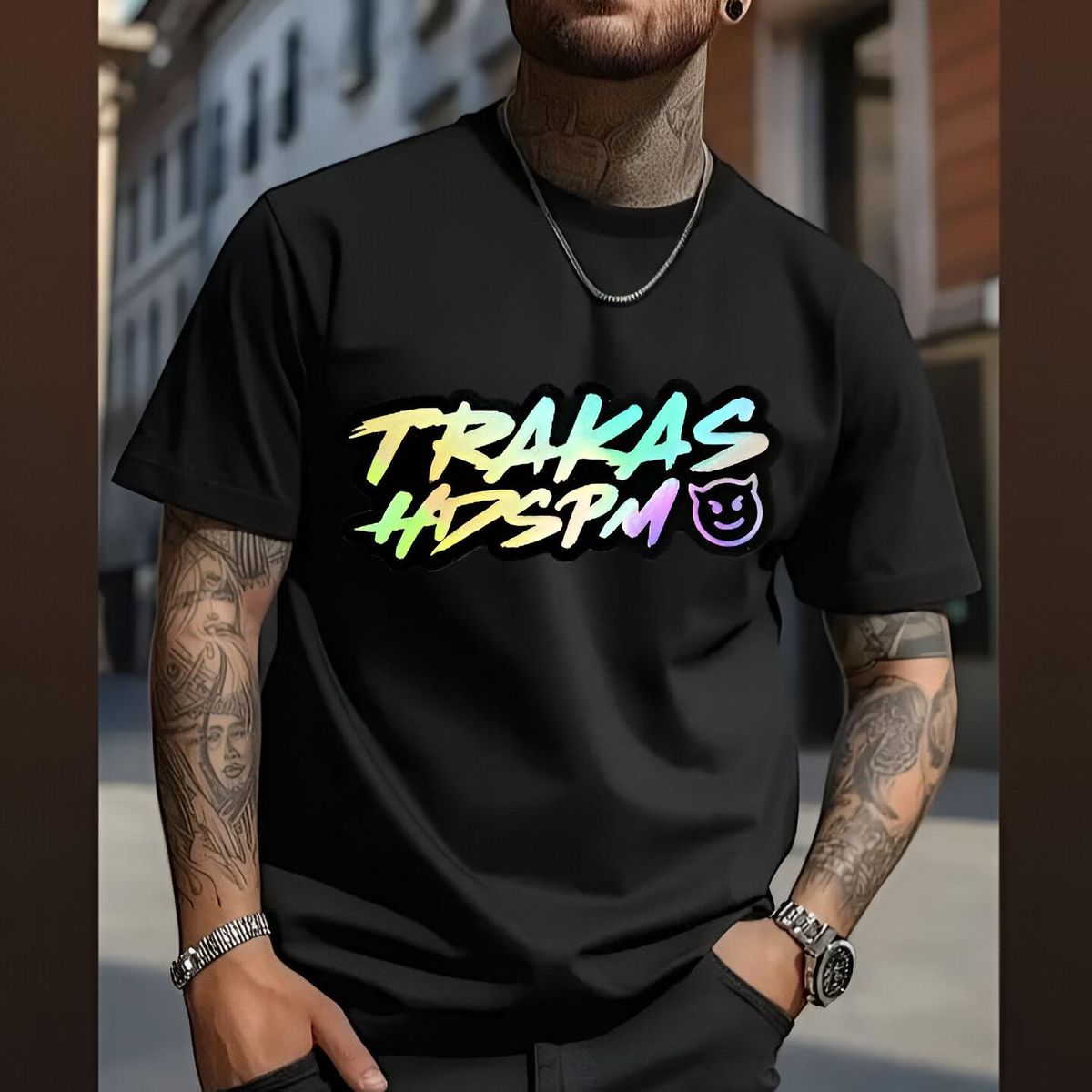 Camiseta Juvenil En Moda Con Diseño Elegante TRAKAS LUIS R. Prenda Ligera Hecha Tela De Poliéster Y Algodón Para Uso_viptrois.com
