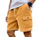 Men's Clothing Men's Summer Corduroy Multi Pocket Five Point Casual Sporty Drawstring Solid Color Cargo Shorts_viptrois.com