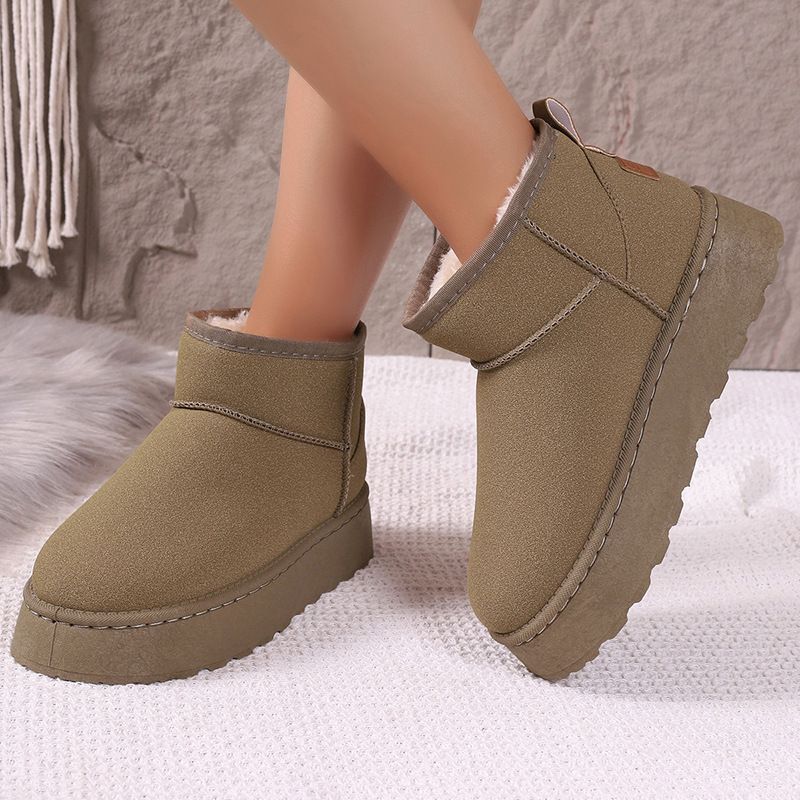 SHLIANG Thick Plush Platform Snow Boots Women Winter Keep Warm Fur Cotton Shoes Woman Suede Slip-On Ankle Botas Padded Shoes Y0074_viptrois.com