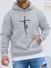 Men's Autumn/Winter Casual Fashion Loose Hooded Sweatshirt With Faith Print For Warmth, Long Sleeve Pullover_viptrois.com