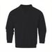 Men's Classic V-Neck Pullover Sweatshirt – Solid Color Long Sleeve Polyester Top (S-XXL, Black/Yellow)_viptrois.com
