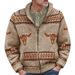 Pure Foreign Trade New Men's Clothing Bull Head Jacquard Zipper Knitted Jacket Autumn Winter Thick Knit Sweater Men SY0053_viptrois.com