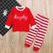 Children's spring and autumn Christmas boys and girls letter long sleeve striped homewear children set ins_viptrois.com