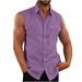 Men's Clothing Men's Shirt Double Pocket Cotton And Linen Sleeveless Shirt Casual Vacation Shirt_viptrois.com