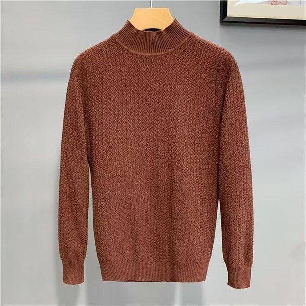 Men's Clothing Autumn and winter new style men's half turtleneck sweater slim fit long sleeve pullover mid neck solid color sweater bottoming shirt_viptrois.com
