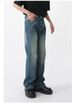 Men's NB-Inspired Straight Flare Jeans, Medium Blue Vintage Washed Denim Trousers, NB Style For Urban, Weekend & Smart Casual Outings_viptrois.com