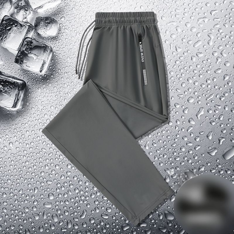 Men's Clothing Ice Silk Trousers Men's Large Size Straight Leg Cuffs Casual Summer Thin Nylon Trousers_viptrois.com