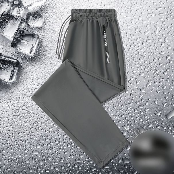 Men's Clothing Ice Silk Trousers Men's Large Size Straight Leg Cuffs Casual Summer Thin Nylon Trousers_viptrois.com