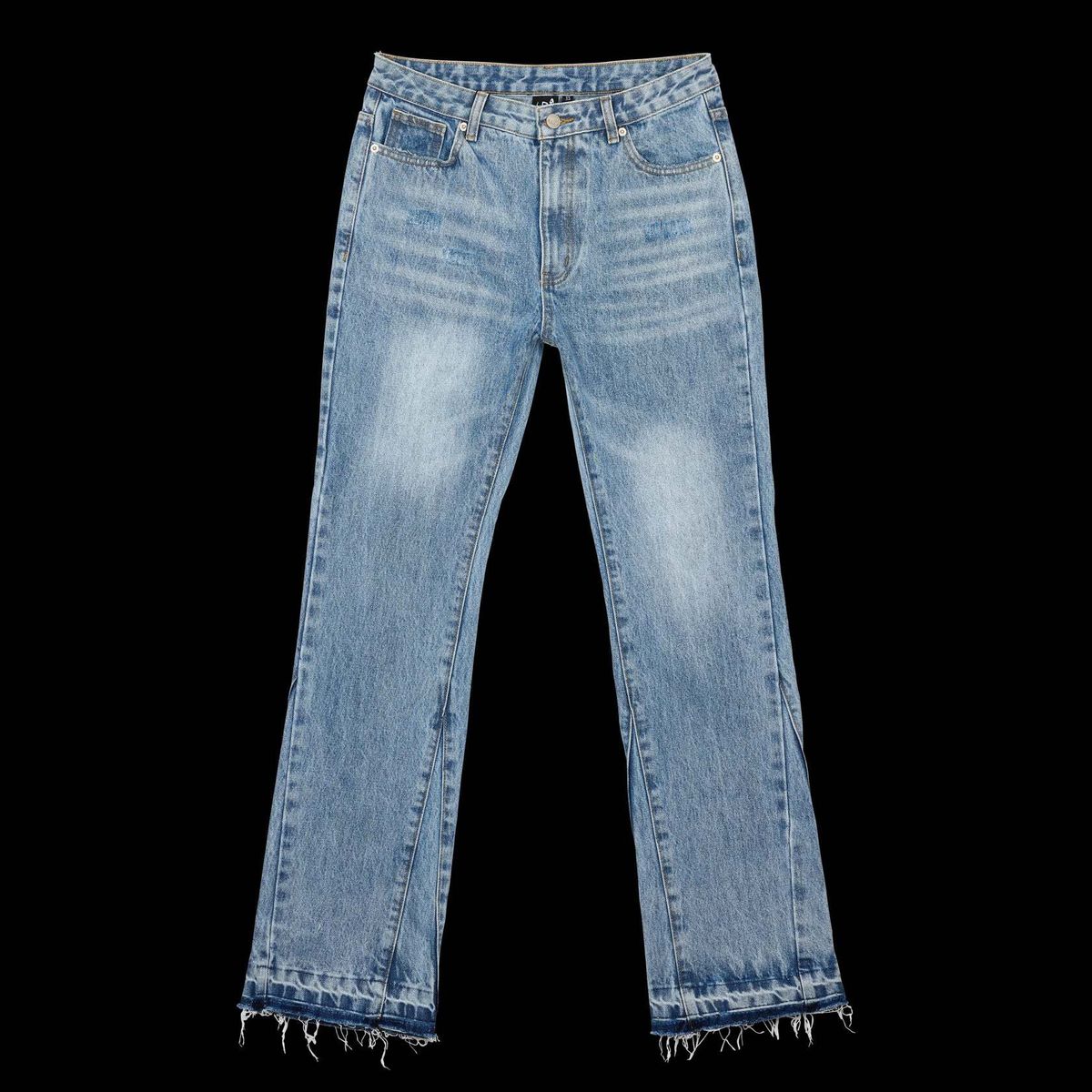 Men's High Street Casual Preppy Style Hip Hop Worn Out Stretch Jeans Midweight Denim Flare Pants Black Zipper Fly Spring Autumn Winter_viptrois.com