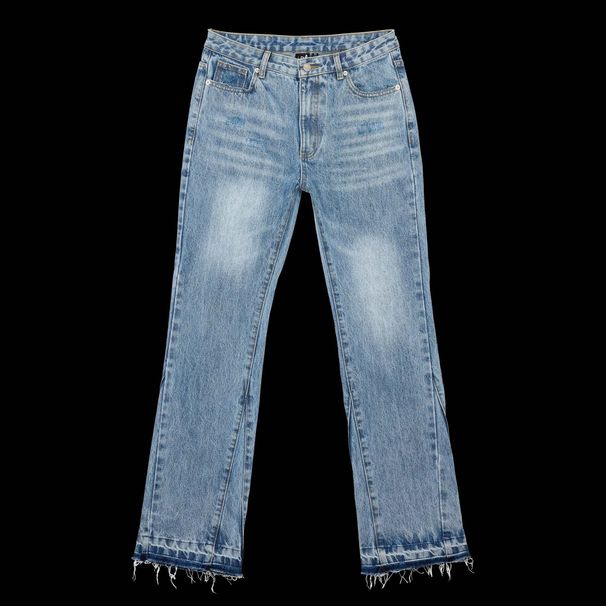 Men's High Street Casual Preppy Style Hip Hop Worn Out Stretch Jeans Midweight Denim Flare Pants Black Zipper Fly Spring Autumn Winter_viptrois.com