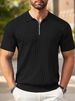 Men's Horizontal-striped Henry Collar Half-zip Polo Shirt, TK, Breathable And Elastic, Casual Short-sleeved Shirt_viptrois.com