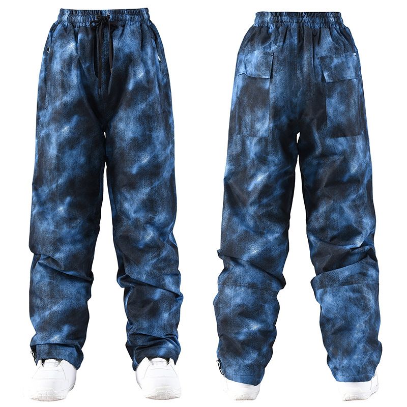 Unisex Oversized Denim Snow Pants For Skiing & Snowboarding - Waterproof, Windproof & Breathable Winter Trousers_viptrois.com