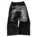 Loom Loom European And Cross-Border American Retro Letter Pattern Printed Washed Jeans Men's Loose Street Trend Straight Pants_viptrois.com