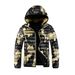 Men's Clothing Camouflage Hooded Zip-Up Jacket - Slim Fit, Detachable Hood, Lightweight Polyester Fill For Winter Outdoor & Casual Wear (Grey)_viptrois.com