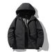 Men's Clothing Oversized Winter Coat, Trendy Thickened Polyester Puffer Jacket With Detachable Hood, Fashionable Zip-Up Parka In Black, White_viptrois.com