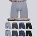 Pulse Cross-Border E-commerce Factory Supply Men's Underwear Simple Long Style European Size Solid Color Mid-Waist Boxer_viptrois.com