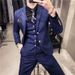 Men's Clothing slim fit dark pattern men's two button suit three piece suit spring and autumn style gentleman men's suit vest pants_viptrois.com