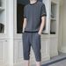 Men's Clothing Ice Silk Suit Loose Large Size Casual Sports Suit Short Sleeved Cropped Pants Two Piece Suit_viptrois.com