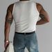 Men's Clothing Threaded Vest For Muscular Men Tight And Tall Elastic Sleeveless T Shirt Splicing Design Small Waistcoat_viptrois.com