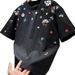 Men's Vintage Floral Embroidered T-Shirt, Retro Loose Fit Short Sleeve Tee, Couple Matching Summer Top_viptrois.com