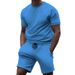 Men's Clothing short sleeve sports casual patchwork round neck fitness suit men's t-shirt_viptrois.com