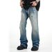 Men's Clothing American Style Gradient Washed Ripped Jeans Men's Retro Light Color Flared Hip Hop Casual Pants_viptrois.com