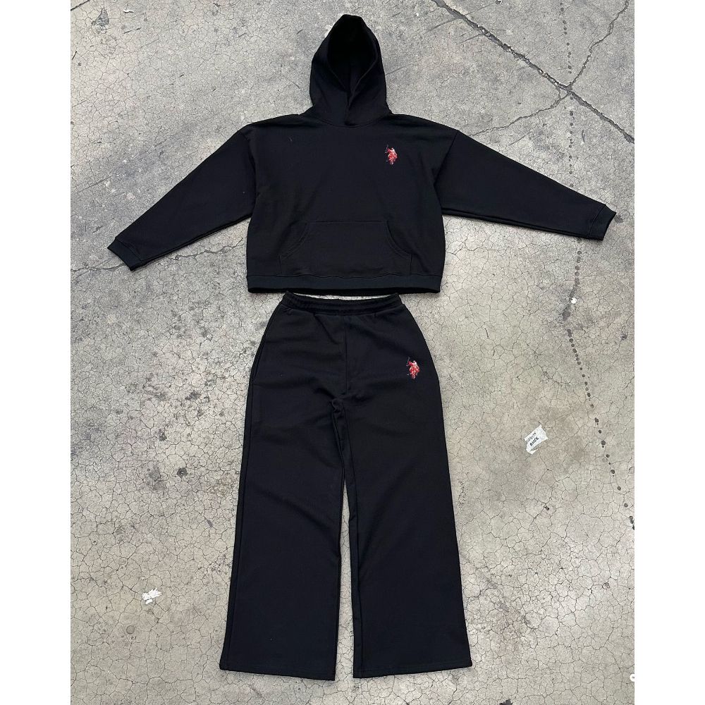 Men's Clothing Sweatshirt Plus Velvet Thickened Fleece-Lined Hooded Sweatshirt Set - Thick Warm Pullover Hoodie & Joggers For Casual Winter Wear_viptrois.com