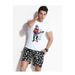 Men's Clothing Men's Quick Drying Beach Shorts Casual Everyday Trendy Loose Fit Black And White Letter Print Five Point Style_viptrois.com
