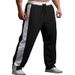 Men's Clothing Men's Sports Jogging Wide Leg Drawstring Elastic Waist Color Blocked Straight Casual Trousers_viptrois.com