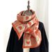 2024 new style net red knitted love scarf female autumn and winter black and white plaid soft student cute thickened neck scarf_viptrois.com