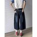 Men's Clothing Summer Niche Back Embroidery Stitching Scimitar Pants Jeans Men And Women Retro Wide Leg Cropped Pants Shorts Trend_viptrois.com