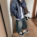 Men's Clothing High Street Patchwork Denim Shorts New Style Distressed Casual Versatile Wide Leg Cropped Pants_viptrois.com