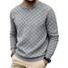 Men's Clothing Knitted Jacquard Heavyweight Jacquard Checkerboard T-Shirt - Long Sleeve Crewneck, Breathable Polyester, Relaxed Fit (S-XXXL)_viptrois.com